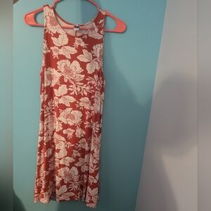 Floral Women's Old Navy Sleeveless Dress - Orange and White- Size Small